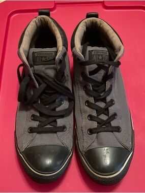 Converse Gray Canvas High-Top Sneakers with Black Accents